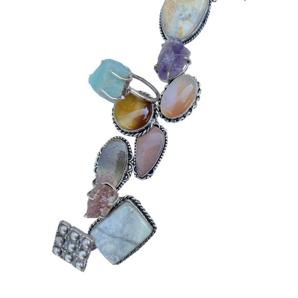 Jasper Mix Gemstone 925 Sterling Plated Wholesale Lot Assorted Rings (13) - Picture 3 of 6